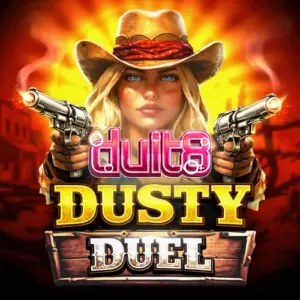 Tampilan visual slot Dusty Duel dengan tema Wild West yang gersang
